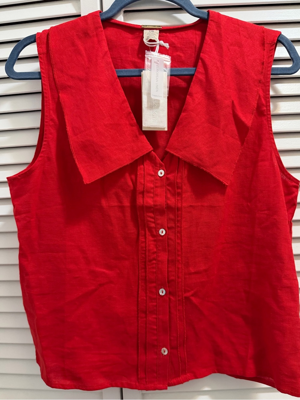 NWT Magaschoni European Linen Blend Sleeveless Blouse L